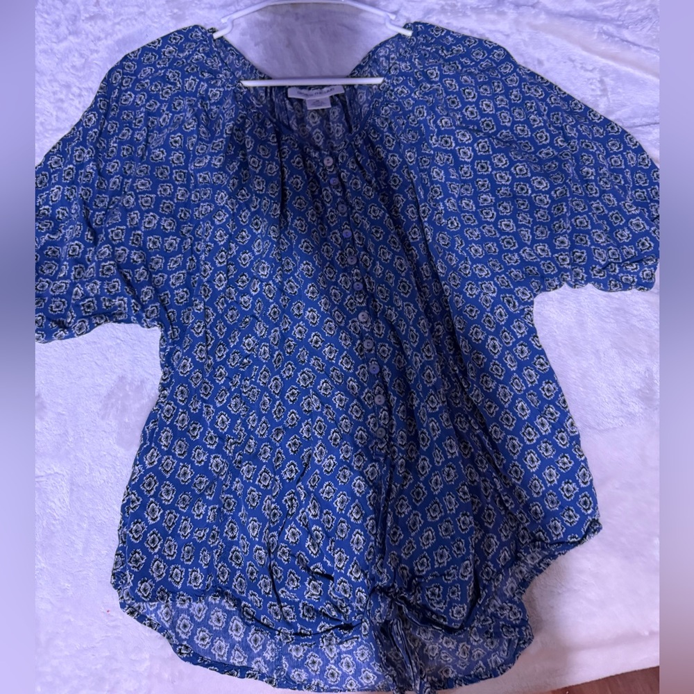 Elegant Blue Floral Women's Blouse